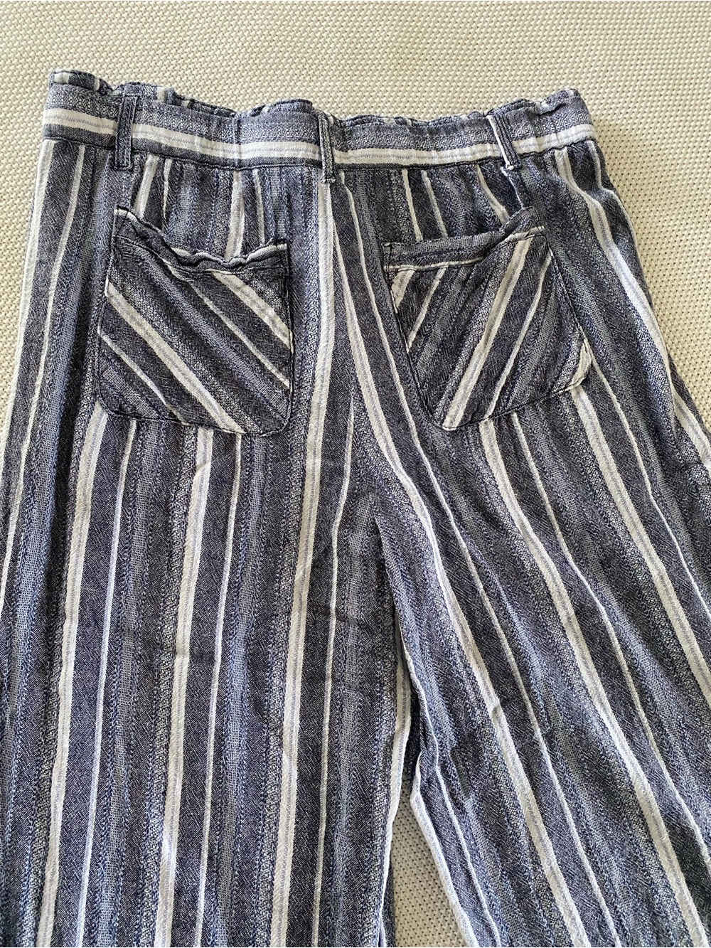 Democracy Linen Blend Striped Cropped Palazzo Pants Large - Picture 3 of 15